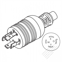 北米 NEMA 引掛形(ロック式) L14-20P 工業用3 P + 接地AC プラグ・20A 125V/250V