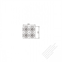 20A/30A・ 4-ピン 電池バッテリーバナナプラグ コネクタ ・ 24mm X 24mm