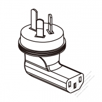 ACアダプタ・豪州 L 形プラグ変換 IEC 320 C13 パソコン用 コネクタ・3 P->3 P・10A 250V