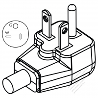 北米 NEMA 5-20P・2 P + 接地・L 形 AC プラグ・20A 125V