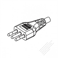 イタリア 3 ピン・  プラグ付き電源コード・ 一体成形 PVC ワイヤー ・ 長さ1.8M・ 黒片端切断 (H03VV-F 3G 0.75mm² )