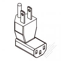 ACアダプタ・北米L 形プラグ変換 IEC 320 C13 パソコン用 コネクタ・3 P->3 P・10A 125V