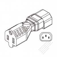 ACアダプタ・IEC 320 Sheet E パソコン用プラグ 変換NEMA 5-15R コネクタ ・3 P->3 P・10A 125V