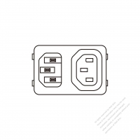 IEC 320 (C14) 家電製品用ACインレット変換 IEC 320 Sheet F アウトレット・10A 250V