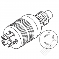 北米 NEMA 引掛形(ロック式) L6-15P 工業用 2 P + 接地 AC プラグ・15A 250V