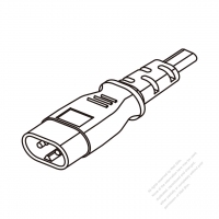 欧州 2 ピン IEC 320 Sheet C プラグ付き電源コード・ 一体成形 PVC ワイヤー ・ 長さ1.8M・ 黒(PVC)ビニルシース ストリップ 20mm/ビニル絶縁体ハーフストリップ 13mm (H03VVH2-F 2X 0.75mm² )