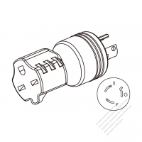 ACアダプタ・NEMA L6-15P 引掛形プラグ変換6-15R・3 P->3 P・15A250V