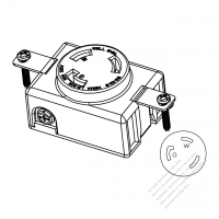 北米引掛形(ロック式) シングルフラッシュソケット NEMA L5-30R・2 P + 接地・30A 125V