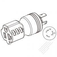 ACアダプタ・NEMA L5-15P 引掛形プラグ変換NEMA 5-20R・3 P->3P・15A変換15A/20A 125V