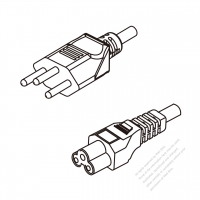 スイス 3 ピン プラグ・IEC 320 C5 コネクタ付き電源コードセット・ 一体成形 タイプ・ PVC ワイヤー ・ 長さ1.8M・ 黒 ( H05VV-F 3G 0.75mm² )