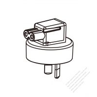 ACアダプタ・豪州 (小L 型) プラグ変換 IEC 320 C7 メガネ型コネクタ・2 P->2 P・2.5A 250V