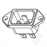 IEC 320 (C20) 家電製品用ACソケット・ネジ穴付・ 16A 250V