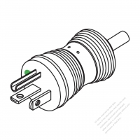 北米 NEMA 5-20P・医療機器用・2 P + 接地 AC プラグ・10/13/20A 125V