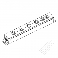 北米電源タップ NEMA L6-15R・ 3 P・ 6個口・ 15A 250V