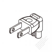 ACアダプタノート用・北米L 形プラグ変換 IEC 320 C7 メガネ型コネクタ・2 P->2 P・7A 125V