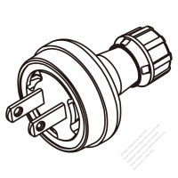 北米・工業用プラグ(NEMA 1-15P) 	・ストレート形・2 P・15AWG・ 15A 125V