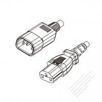 日本3 ピン・  IEC 320 Sheet E プラグ・IEC 320 C13コネクタ付き電源コード 超音波組み立て- PVC ワイヤー ・ 長さ1.8M・ 黒 (VCTF 3X 0.75mm² )