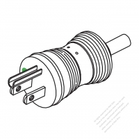 北米 NEMA 5-15P・医療機器用・2 P + 接地 AC プラグ・10/13/15A 125V