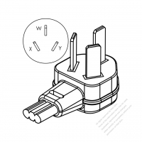 北米 NEMA 10-50P・ L 形・3 P 非接地 AC プラグ・50A 125V/250V