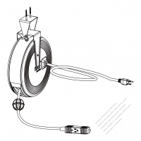 天井式電線コードリール・ 30 FT SJTW(SJT) 16AWG/3C 北美 NEMA 5-15P or 中国プラグ選択 + 5-15R or 中国コネクタ