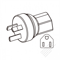 ACアダプタ・豪州 プラグ変換北米NEMA 5-15R コネクタ・3 P->3 P・10A 250V (一体成形)