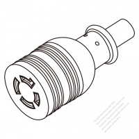 北米 AC電源4-ピン・ 引掛形 コネクタ・ (L15-20R)・20A/ 3Ø250V