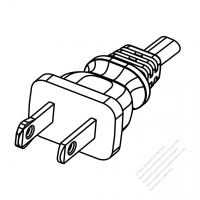 北米2 ピン 極性 プラグ付き電源コード・ 一体成形 PVC ワイヤー ・ 長さ1.8M・ 黒片端切断 (NISPT-2 18/2C/60C )