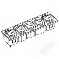 IEC 320 Sheet F 家電製品用ACアウトレット ・ 5個口・ 10A/15A