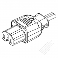 北米 AC電源 3-ピンコネクタ・IEC 320 C15・ストレート形・10A 250V