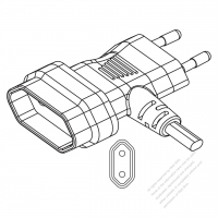 欧州 2 P・T 形 AC プラグ・2.5A/10A 250V