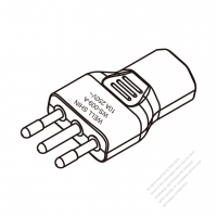 ACアダプタ・イタリヤプラグ変換 IEC 320 C13 パソコン用 コネクタ・3 P->3 P・10A 250V