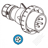 IEC 309 工業用AC電源プラグ・4 P + 接地・ IP 67 防水シール規格・ 16A 200~250V