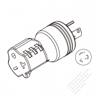 ACアダプタ・NEMA L6-20P 引掛形プラグ変換NEMA 6-20R・3 P->3 P・20A変換15A/20A 250V