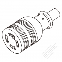 北米 AC電源4-ピン・ 引掛形 コネクタ・ (L14-30R)・20A/ 125・250V