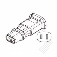 ACアダプタ・IEC 320 Sheet C メガネ型プラグ 変換NEMA 1-15R コネクタ ・2 P->2 P・2.5A変換15A 125V