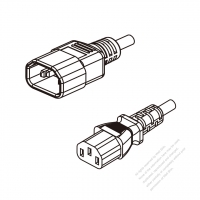 欧州 3 ピン・  IEC 320 Sheet E プラグ ・IEC 320 C13 コネクタ付き電源コードセット ・ 一体成形 タイプ・ PVC ワイヤー ・ 長さ1.8M・ 黒 ( H05VV-F 3G 0.75mm² )