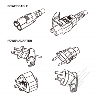 ノート専用各国アダプタ電源コード・日本/欧州/英国/中国＋C5ミッキー型コネクタアダプタ・ 電源コードミッキー型プラグSheet A +ミッキー型コネクタ1000mm・ 2 P + 接地　10A/125V（L 形）（引き出しが簡単なタイプ）