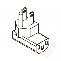 ACアダプタ・北米 L 形プラグ変換 IEC 320 C13 パソコン用 コネクタ・3 P->3 P・10A 125V