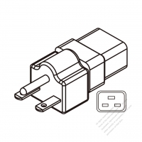 ACアダプタ・北米NEMA 6-15P プラグ変換 IEC 320 C19水平3本UPS コネクタ・3 P->3 P・15A250V