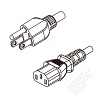 北米3 ピン・  NEMA 5-15P プラグ・IEC 320 C13 コネクタ付き電源コードセット ・ 一体成形 タイプ・ PVC ワイヤー ・ 長さ1.8M・ 黒 (SVT 18/3C/60C )