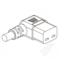 AC電源 3-ピンコネクタ・IEC 320 C23 ・右 L形・16A 250V