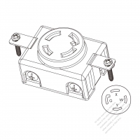 北米引掛形(ロック式) シングルフラッシュソケット NEMA L14-30R・3 P + 接地・30A 125V/250V