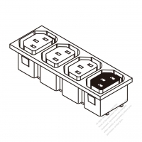 IEC 320 Sheet F 家電製品用ACアウトレット ・ 4個口・ 10A/15A