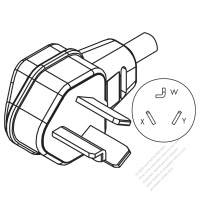 北米 NEMA 10-30P・ L 形・3 P 非接地 AC プラグ・30A 125V/250V