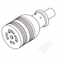 北米 AC電源 5-ピン・  引掛形 コネクタ・(L21-30R)・20A/ 3ØY 120V/208 V