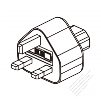 ACアダプタ・英国プラグ変換 IEC 320 C13 パソコン用 コネクタ・3 P->3 P・10A 250V