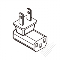 日本ACアダプタプラグ ・ L 形プラグ変換 IEC 320 C13 パソコン用 コネクタ・3 P->3 P・10A 125V