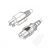 台湾 3 ピン プラグ・IEC 320 C13 コネクタ付き電源コードセット・ 超音波組み立て・(HF) ハロゲンフリー・ 長さ1.8M・ 黒 (H05Z1Z1-F 3X 0.75mm² )