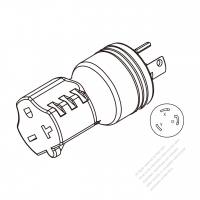 ACアダプタ・NEMA L6-30P 引掛形プラグ変換NEMA 6-20R・3 P->3 P・30A変換15A/20A 250V