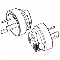 ACアダプタ・豪州 プラグ変換北米NEMA 5-15R コネクタ・3 P->3 P・10A 250V  (超音波アセンブリ)